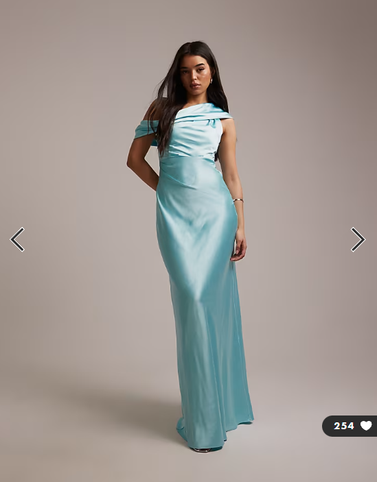 Six Stories satin drape one shoulder maxi dress in turquoise