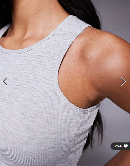 4505 plush lightweight ribbed racer vest with inner bra and removeable padding in grey marl