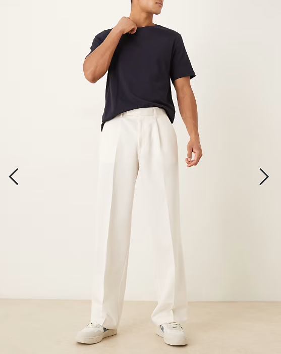ASOS DESIGN smart pleated wide leg trousers in white