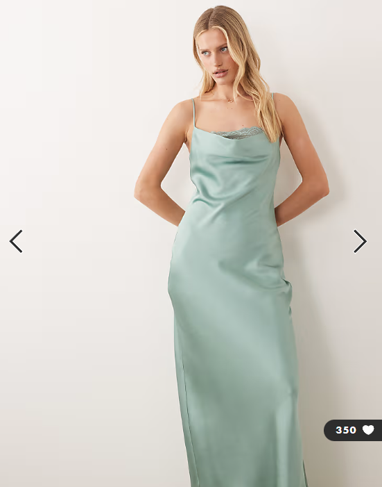 Vila lace insert cowl neck satin cami maxi dress in blue surf