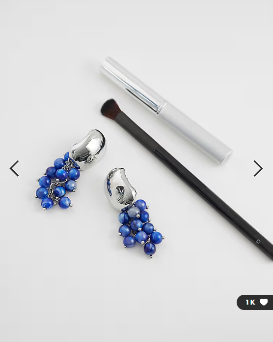 ASOS DESIGN stud earrings with blue beads in silver tone