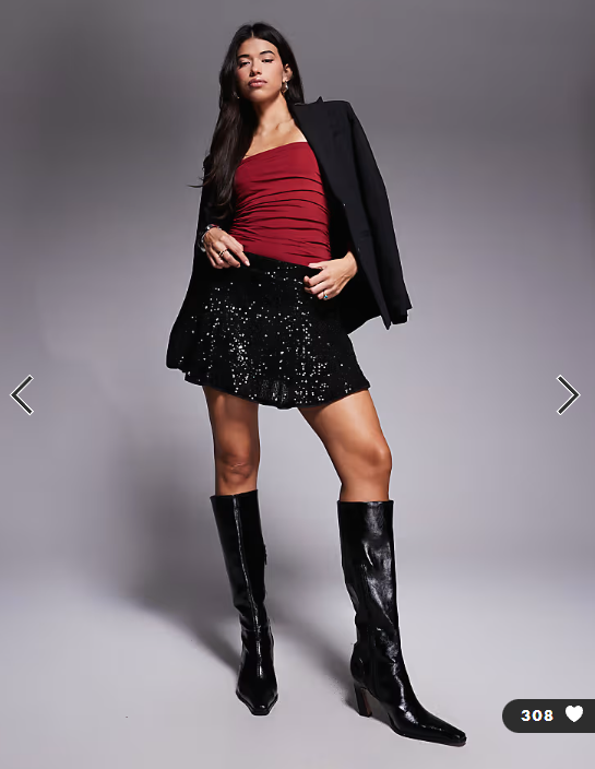 ASOS DESIGN allover sequin godet flippy mini skirt in black
