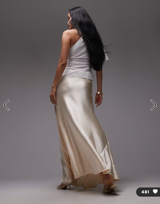 ASOS DESIGN volume drape satin maxi skirt in oyster