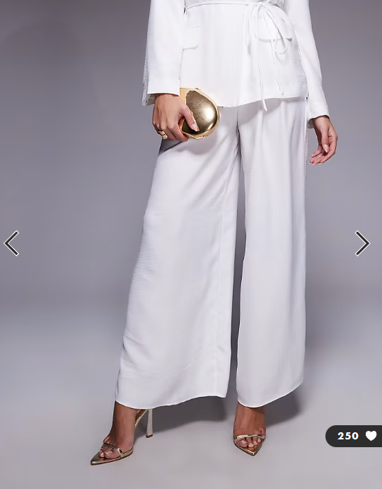 ASOS LUXE co-ord pleated summer trouser in white