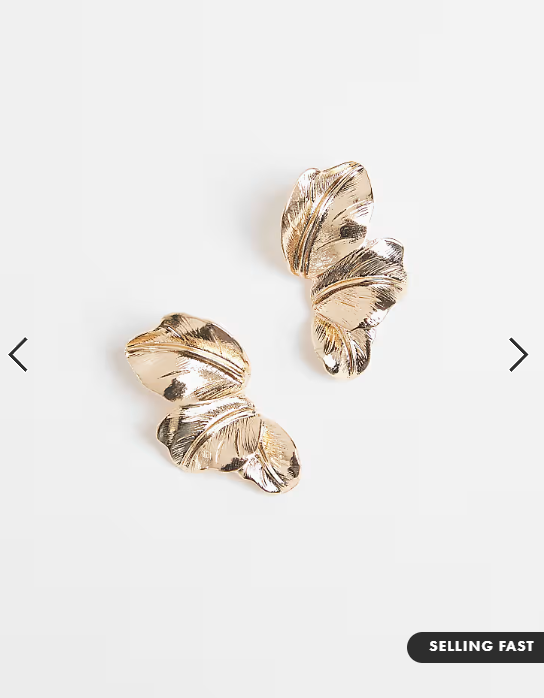 ASOS DESIGN stud earrings with half-petal design in gold tone
