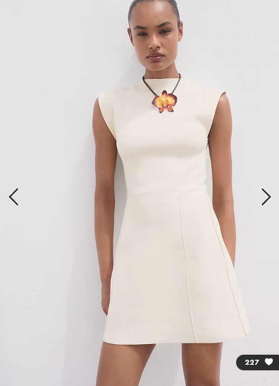 Mango high neck cap sleeve compact knit ini dress in winter white