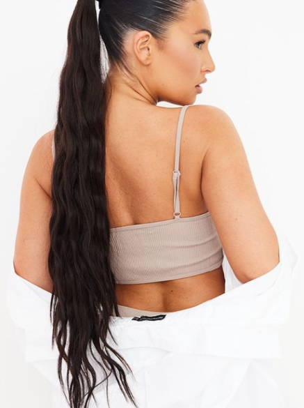 Stone Structured Contour Ribbed Strappy Bralet