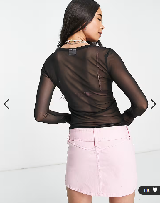 Noisy May mesh top in black