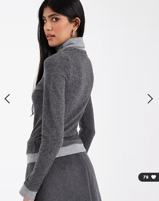 ASOS DESIGN supersoft double layer roll neck top in dark grey marl