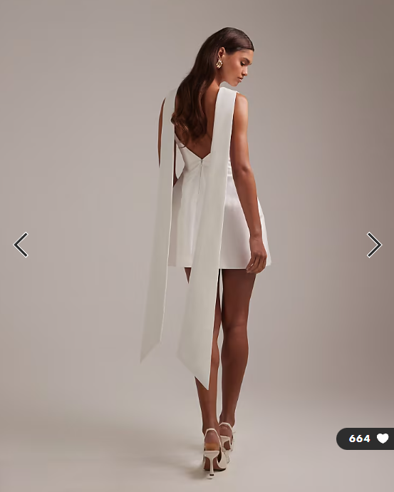 ASOS DESIGN structured collar mini wedding dress in ivory