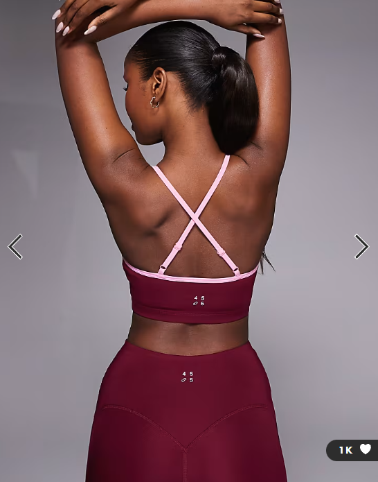 4505 active sweetheart neckline light support sports bra with adjustable straps in cherry red