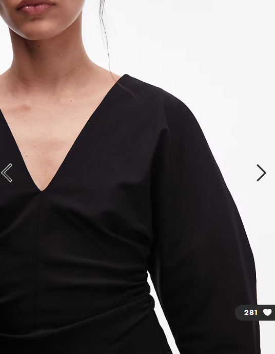 ASOS DESIGN v neck ruched bengaline mini dress in black
