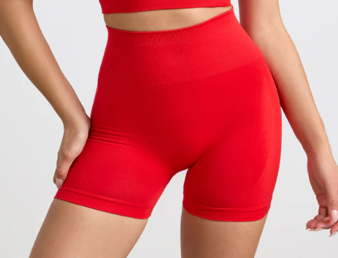 Define luxe High-Waist Define Luxe Mini Shorts in Red