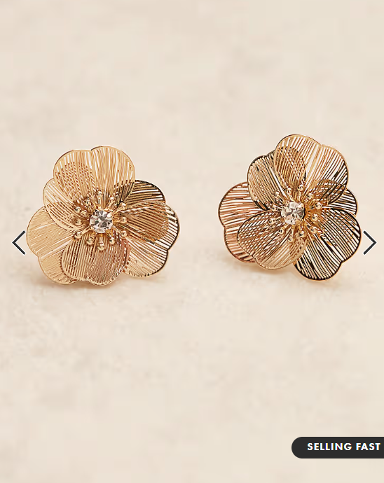 ASOS DESIGN small stud earrings with mini wire-floral design in gold tone