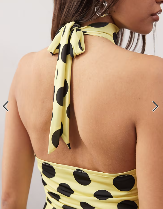 Collusion - high neck backless top in yellow spot