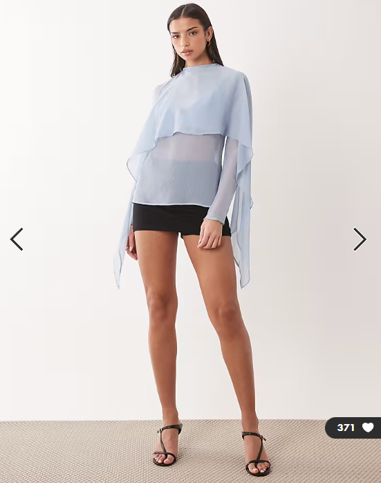 ASOS DESIGN chiffon scarf detail sheer blouse in blue