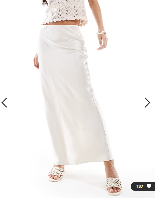 4th & Reckless satin column maxi skirt in cream