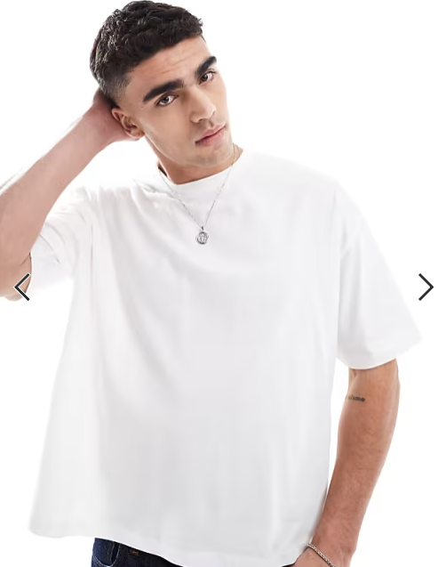 ASOS DESIGN boxy oversized t-shirt with text graphic in cream