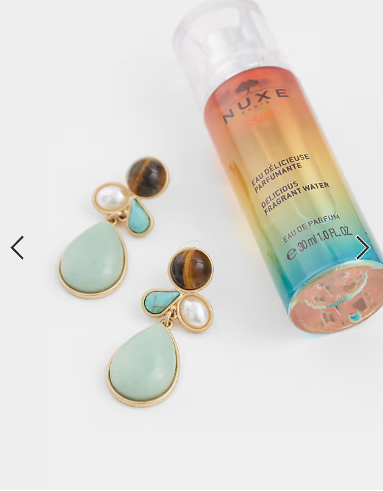 Reclaimed Vintage gem stone drop earrings in gold