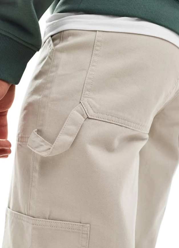New Look relaxed carpenter trousers in stone