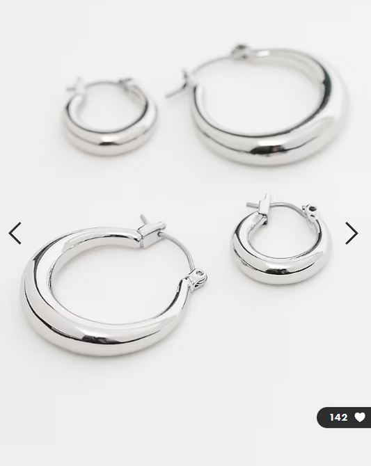Weekday hoop earrings 2-pack in silver