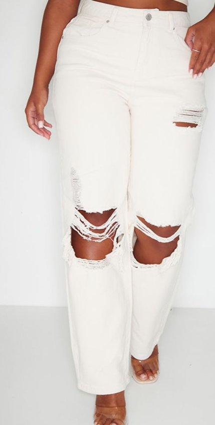 Plt - Shape Stone Extreme Rip Wide Leg Jeans