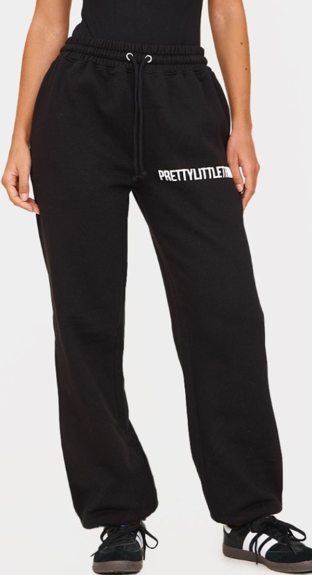 Black Puff Print High Waist Cuffed Jogger