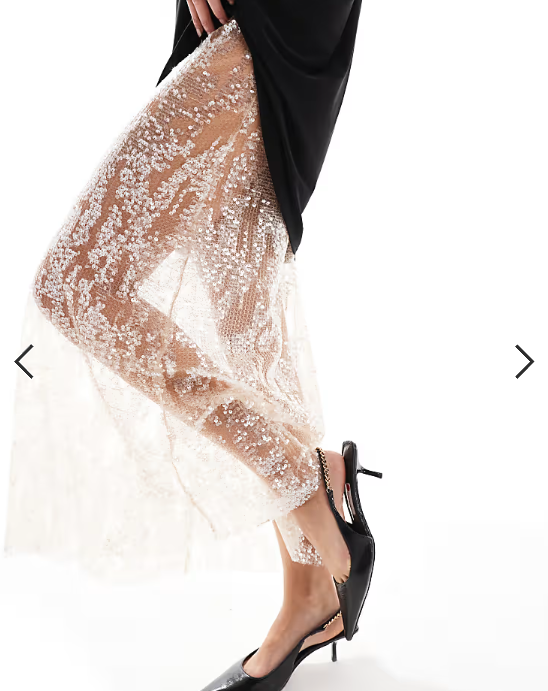 ASOS DESIGN 2 in 1 black t-shirt dress with sequin midi skirt