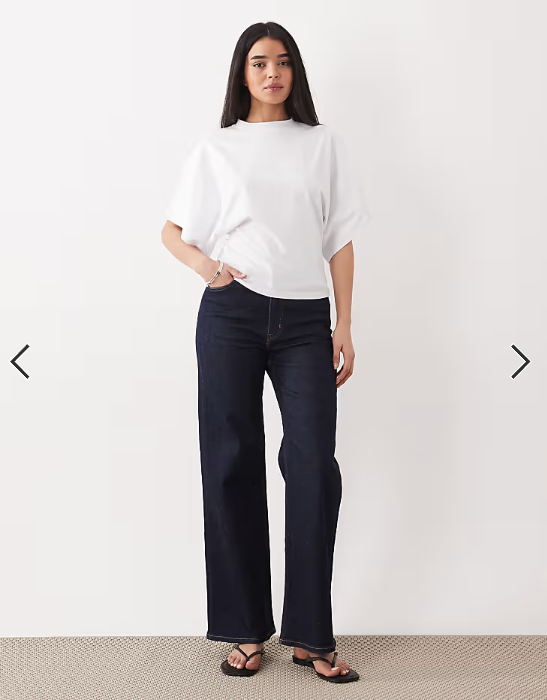 ASOS DESIGN short sleeve batwing cinched waist top in white
