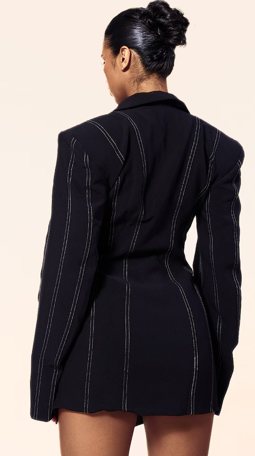 Label Black Asymmetric Oversized Blazer Dress