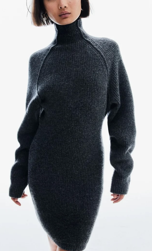 H&M-RIB-KNIT TURTLENECK DRESS