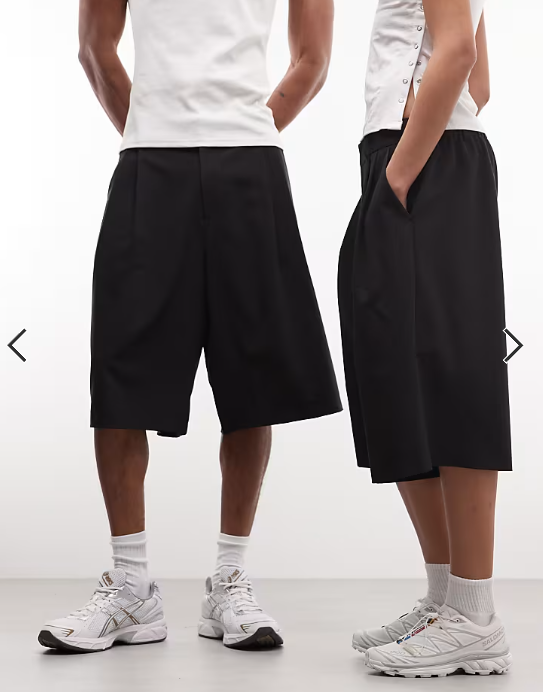 COLLUSION Unisex tailored jort in black