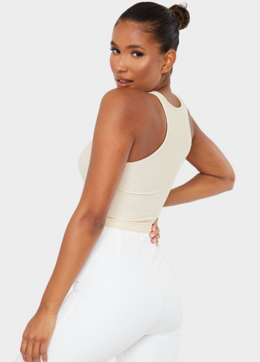 Stone Slinky Fitted Racer Crop Top