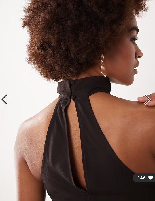 ASOS DESIGN Tall chiffon high neck midi dress in chocolate