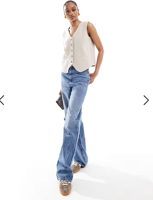 ASOS DESIGN Tall wide leg dad jeans in mid blue