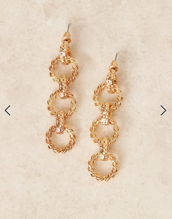 Accessorize triple chain link long drop earrings in gold