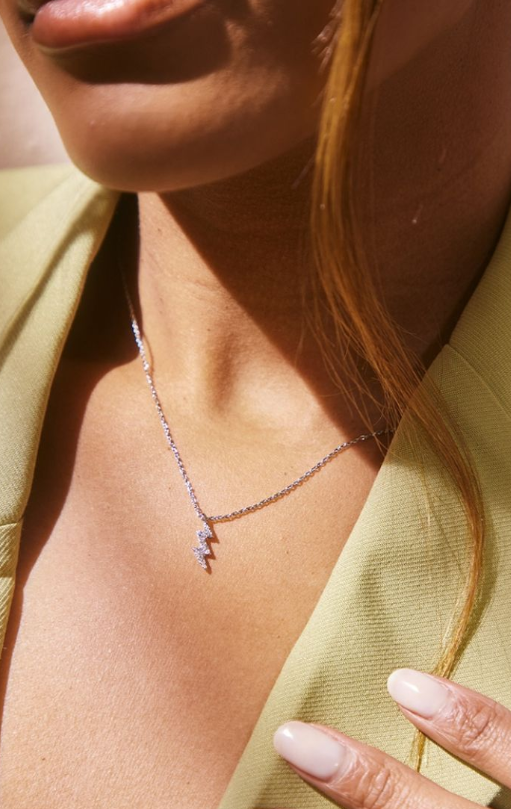 Silver Celestial Lightening Bolt Dainty Necklace
