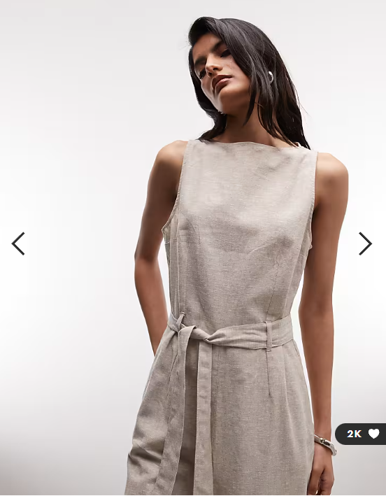Monki linen sleeveless wide leg jumpsuit with tie belt detail in beige