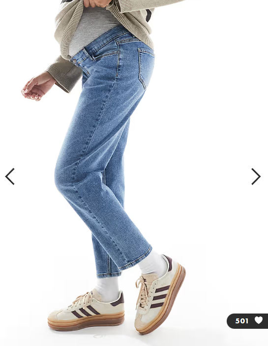 Mamalicious Maternity straight leg jeans with soft over the bump band in medium blue wash