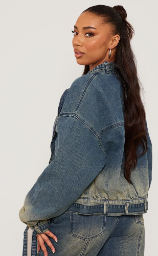 Tall Vintage Mid Wash Zip Up Denim Jacket