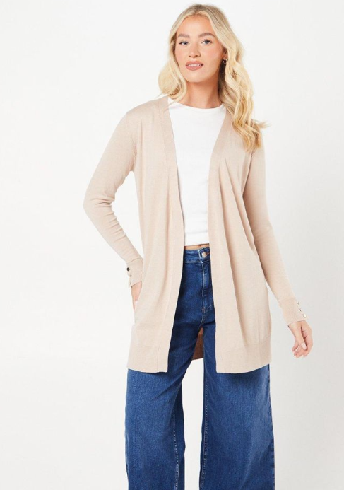 Longline Button Cuff Cardigan