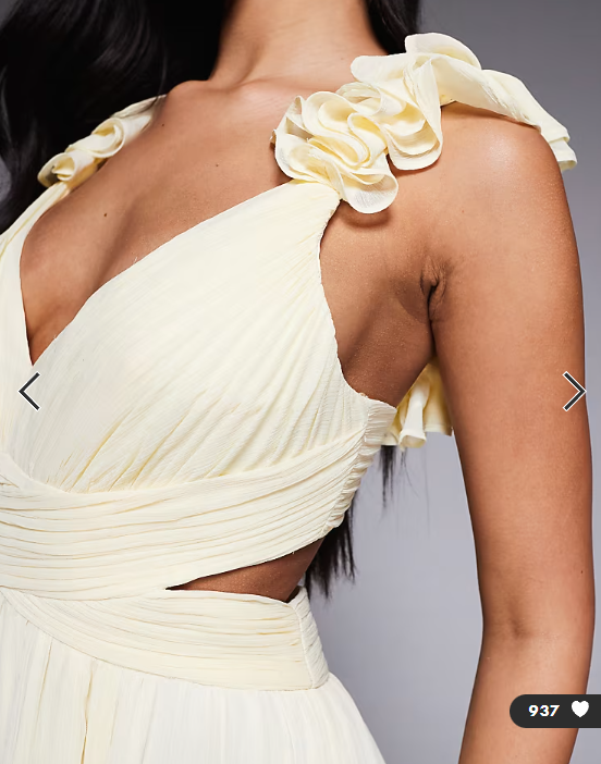 Forever New chiffon ruffle shoulder maxi dress in lemon