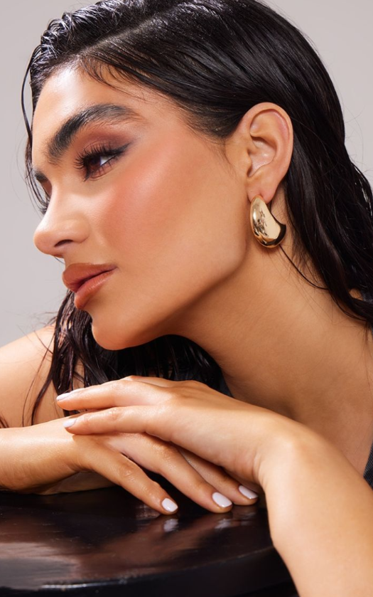 Gold Curved Drop Earrings