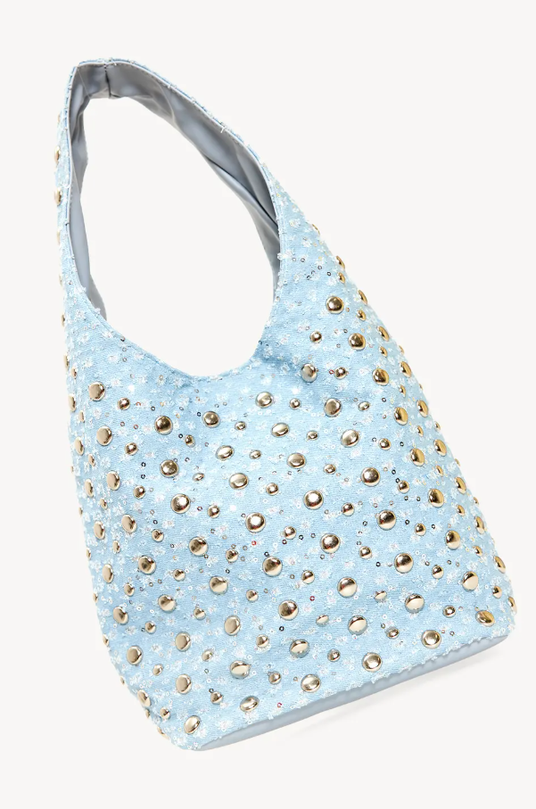 Loavies - Glow galaxy - Light blue bag with studs.