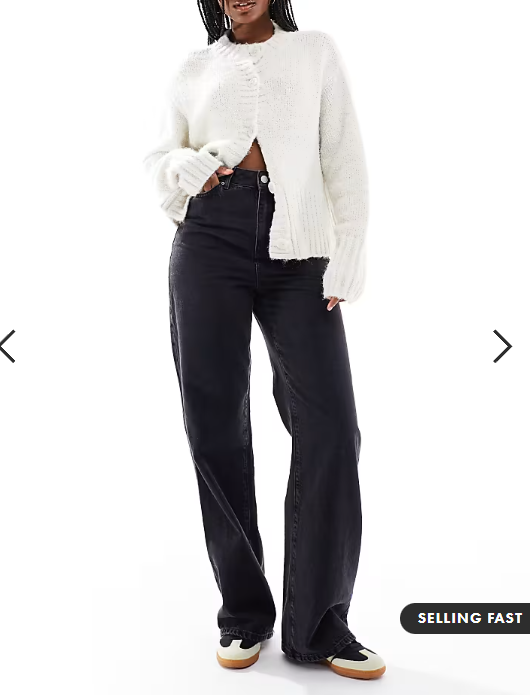 New Look Adalae wide leg jeans in black