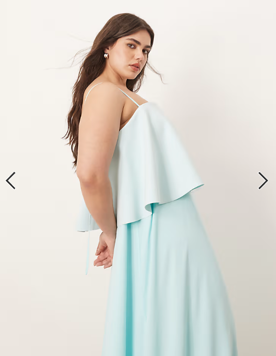 ARRANGE Curve strappy layered volume maxi dress in light blue