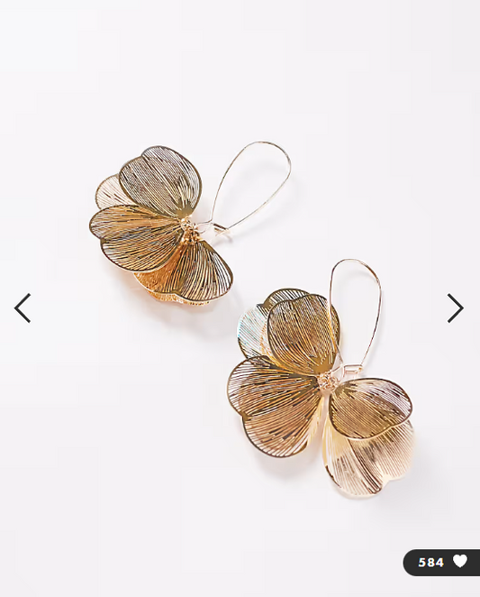 ASOS DESIGN drop earrings in wire petal design in gold tone