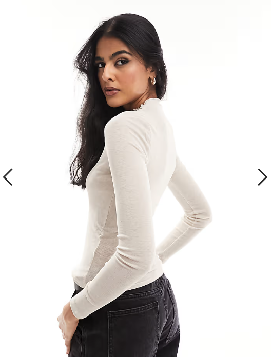 Cotton On mock neck long sleeve crop top in textured stone jersey