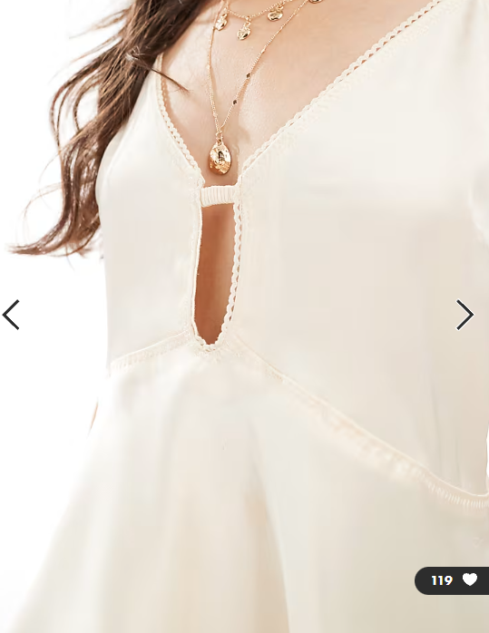 ASOS DESIGN keyhole detail cami in satin in oyster
