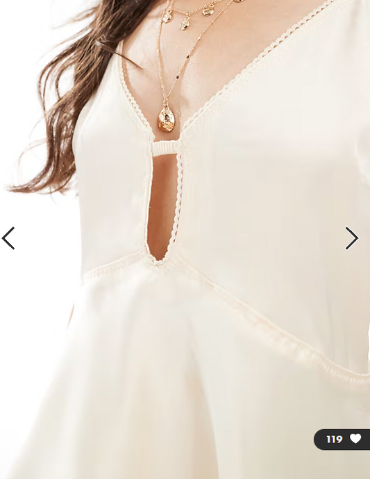 ASOS DESIGN keyhole detail cami in satin in oyster